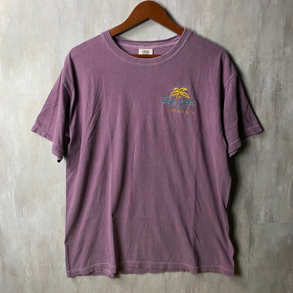 Comfort Colors Bon-Aire Resort St Pete Beach FL Embroidered T-Shirt Purple Large